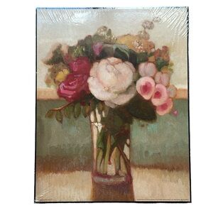 Donna Harkins 1348 Red and White Flowers Print Mounted on Black Wood Frame